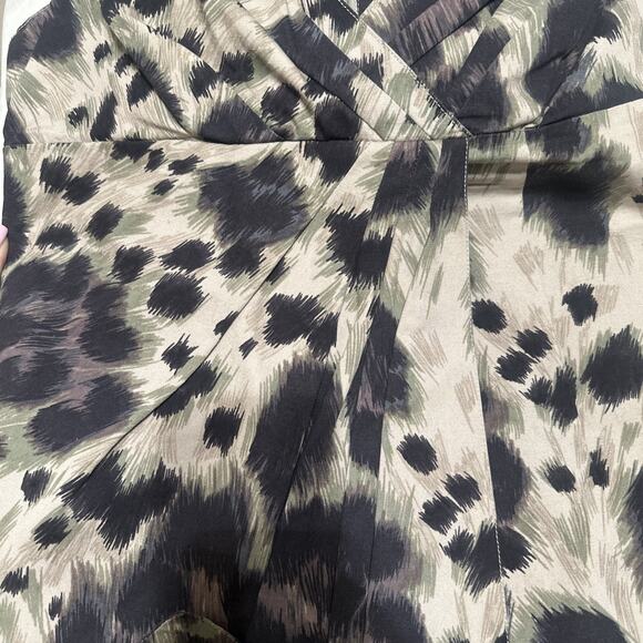 RED Valentino Khaki Green Beige Black Leopard Print Faux Wrap Sheath Dress 46/8 - Picture 9 of 9